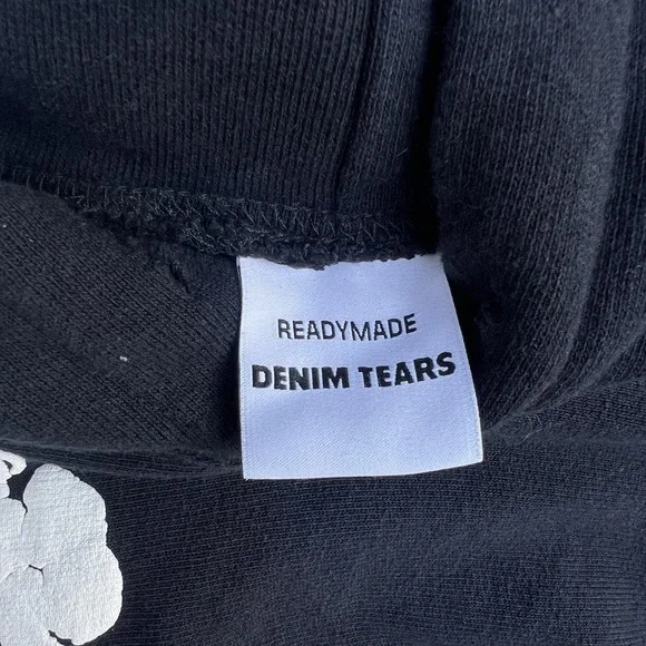 READY MADE X DENIM TEARS COLLAB Black Hoodie Size XL, No Drawstrings! - Picture 6 of 7